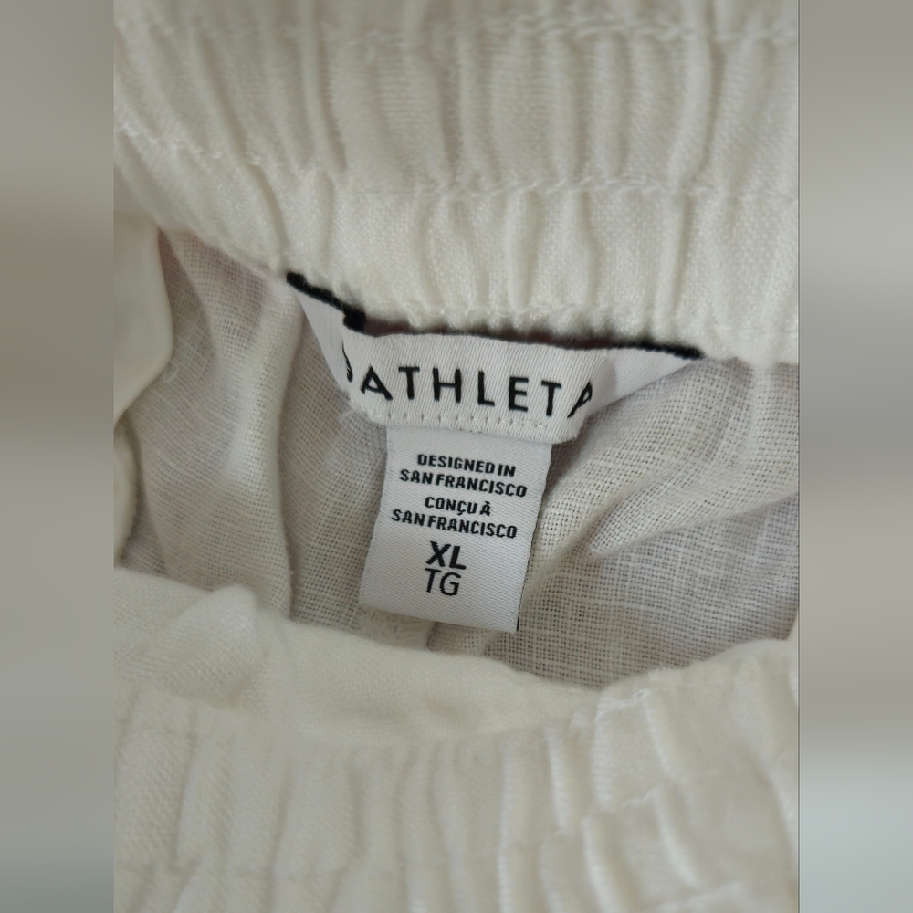 NWT- Athleta White Wide Leg 100% Linen Drawstring Pants - Size XL - Picture 5 of 10